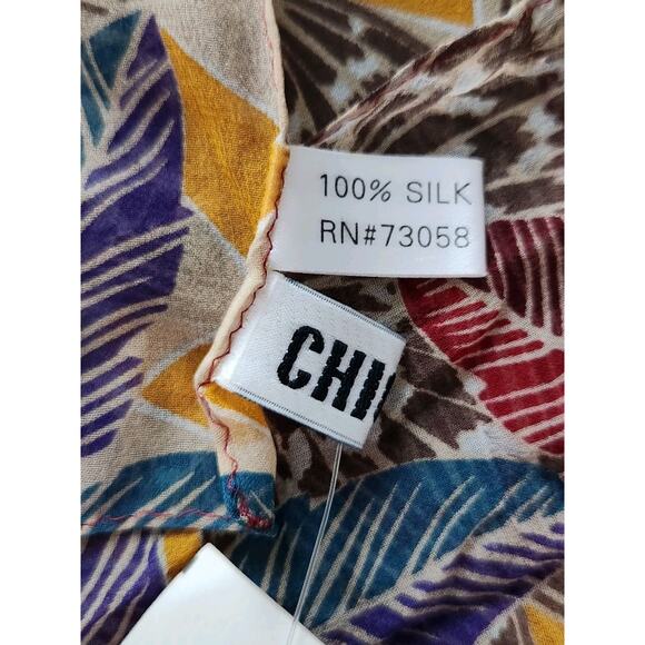 NWT Chicos Vintage 90s Multicolor Tropical Rectangle Silk Scarf 57x14 in Resort - Picture 5 of 5